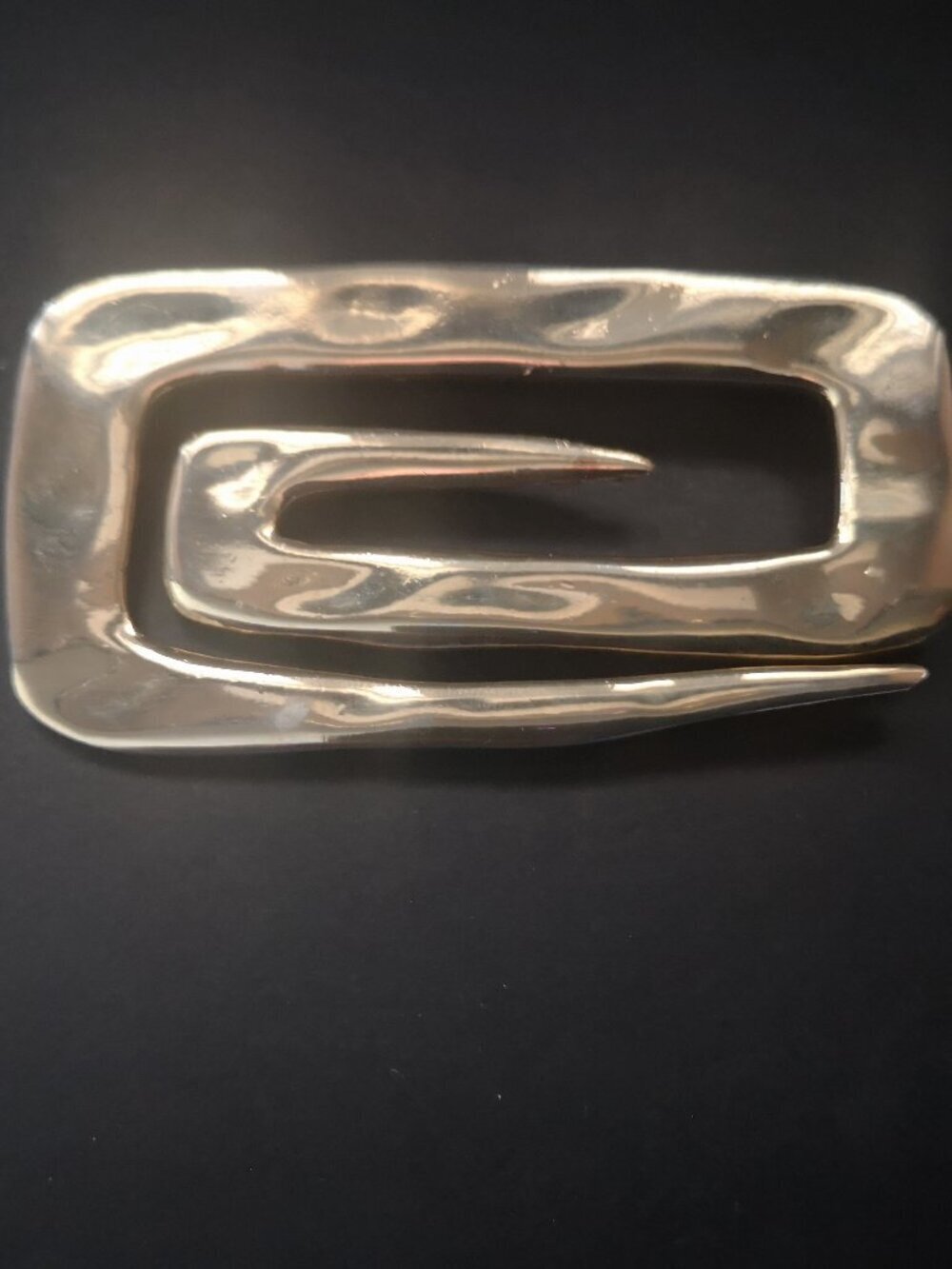Vintage M. Jent Signed Polished Gold Tone Abstract Brooch 3" Long